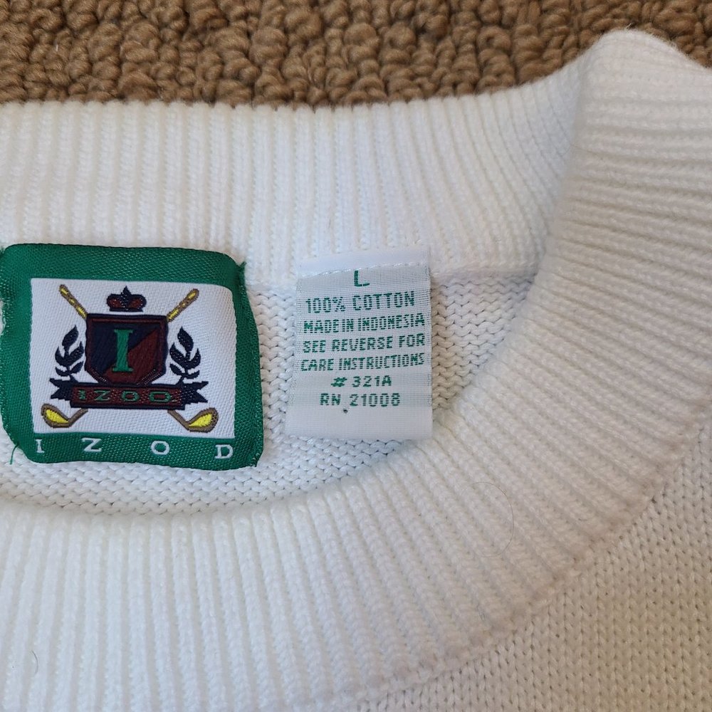 Izod Men Golf Sweater, 100% cotton, Embroidered golfer for design. Long Sleeve. - Picture 4 of 7